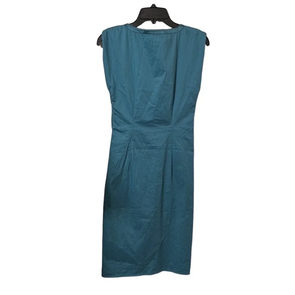 Ted Baker London Women's Aqua Sleeveless Rushed Center Midi Dress Size‎ 1